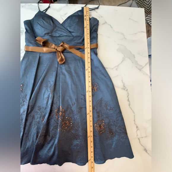 OC by Oleg Cassini Blue Pleated Cocktail Sundress Excellent Condition Size 12 - Picture 9 of 10